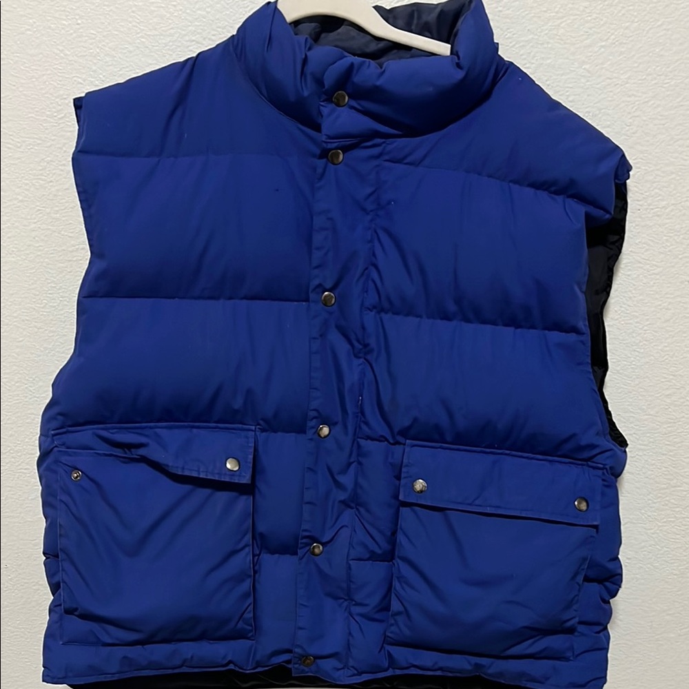 Men's Blue Puffer Vest woodlake  size xxl no sleeve